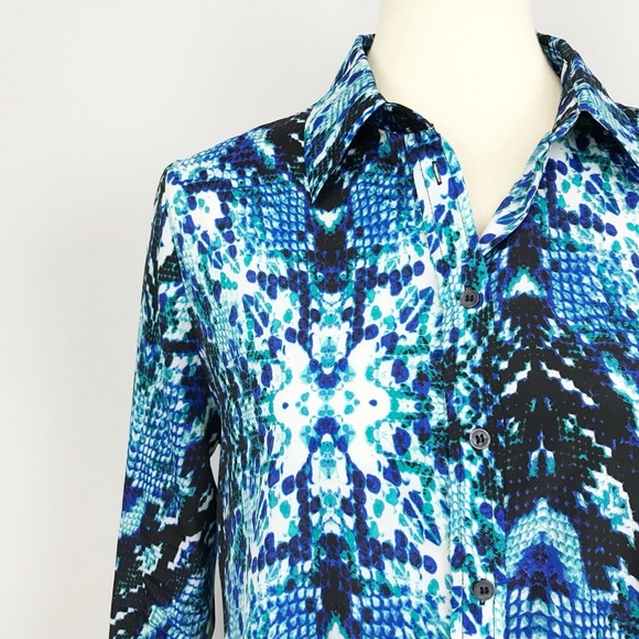 Joe Fresh Snakeskin Print Button Front Blouse - Picture 2 of 6